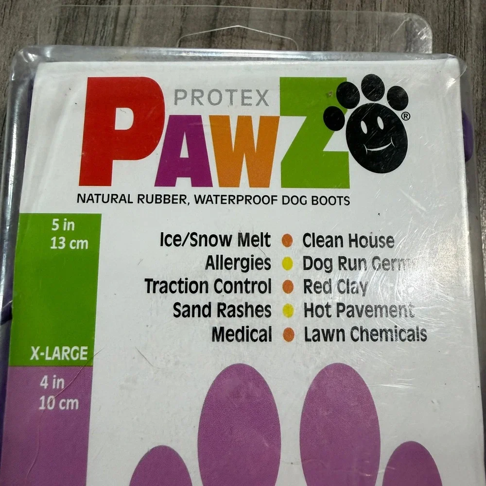 PawZ Rubber Dog Boots Large Waterproof Disposable‎ Reusable 12 Pack Purple